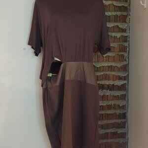 Nene Leakes Faux Leather Open Side Waist Dress Size 12